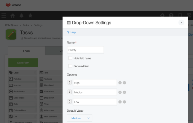 App Admin Form Field Settings