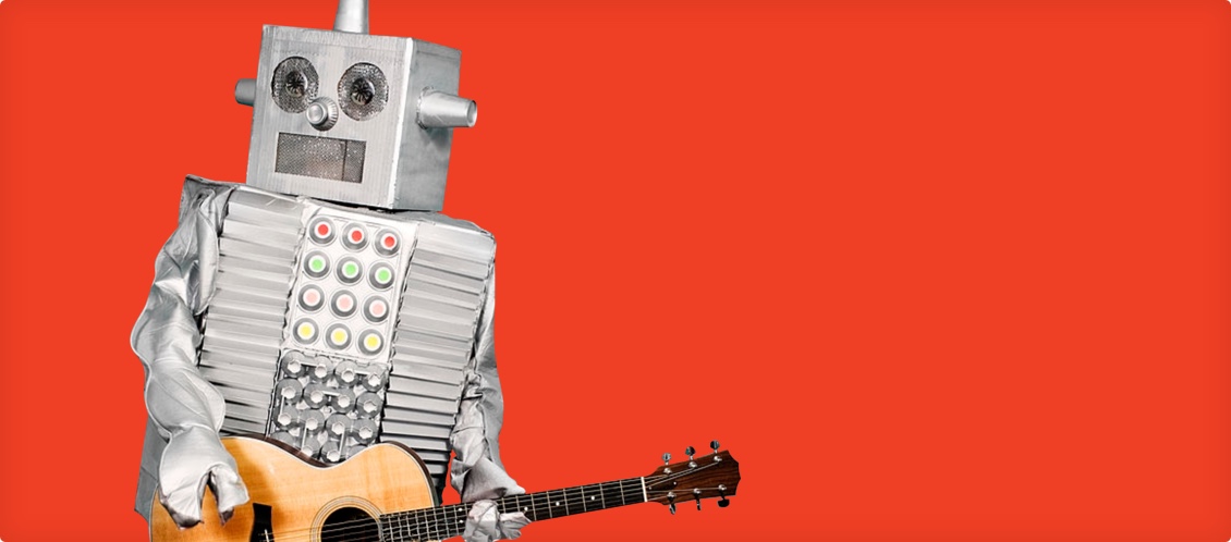 Kintone robot playing guitar