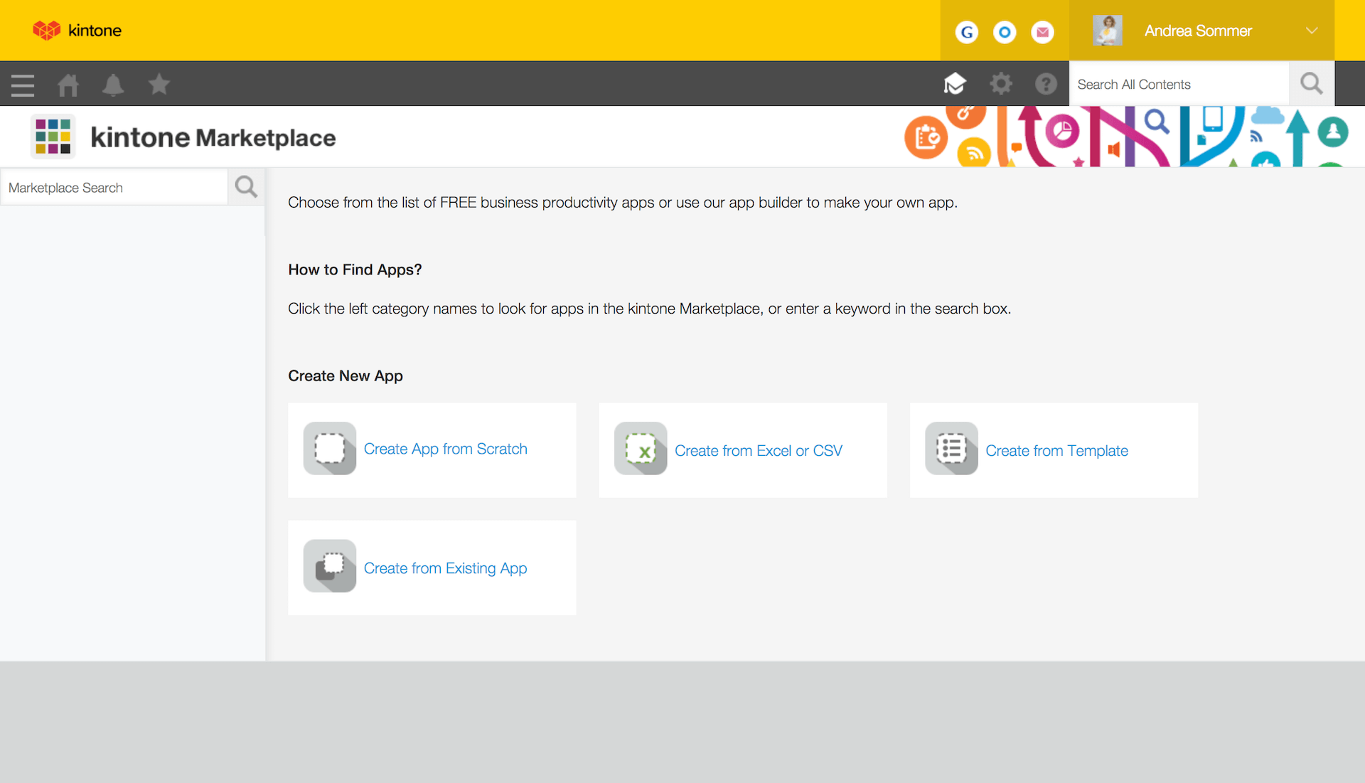 Kintone rapid application development marketing place