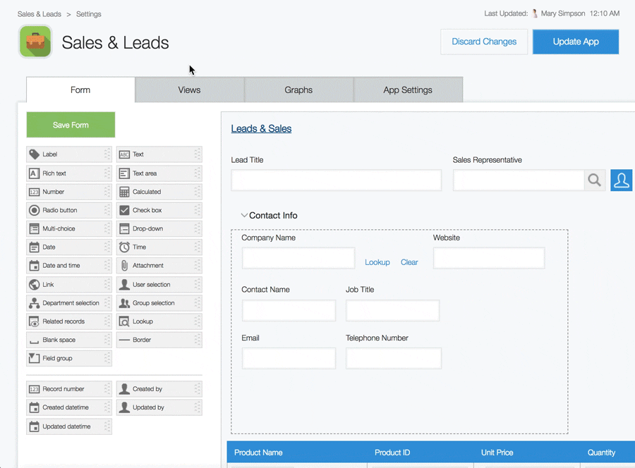 Kintone Biz App Form