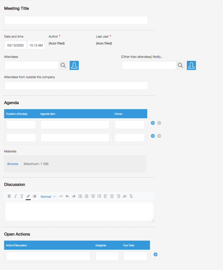 meeting minutes app template kintone kintone meeting minutes app