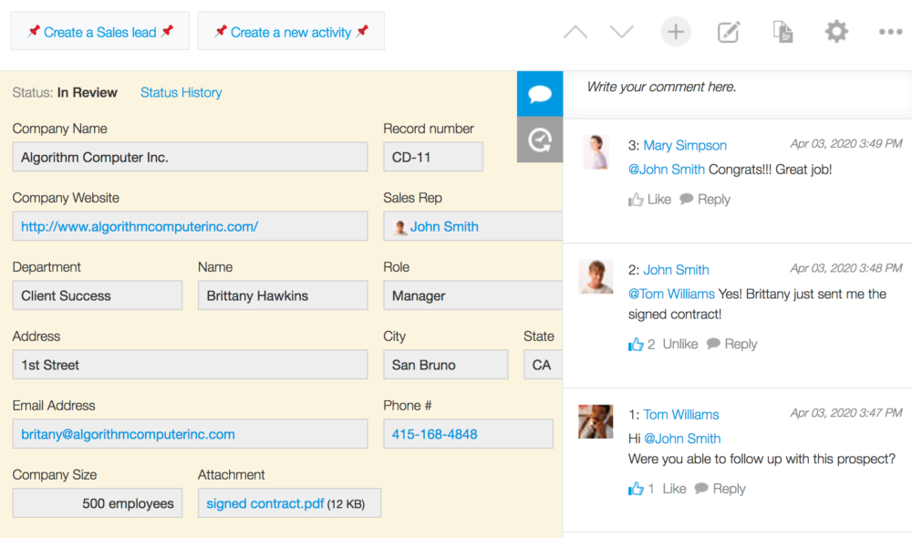 Kintone Record Comment All In One Collaboration Contact