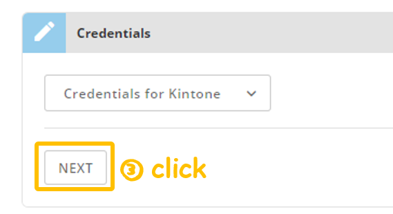 Screenshot guiding the user to click NEXT after the authentication succeeds - Kintone add-on: Domo App